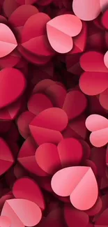 Vibrant heart pattern wallpaper in red and pink shades, perfect for a romantic theme.