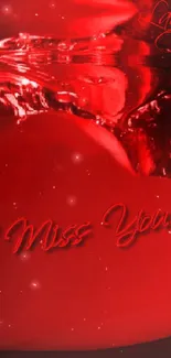 Red heart wallpaper with romantic theme and emotional text.