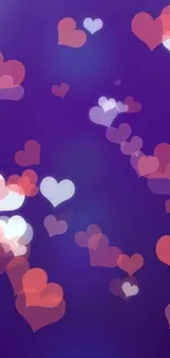 Purple and red heart design wallpaper with a romantic theme.