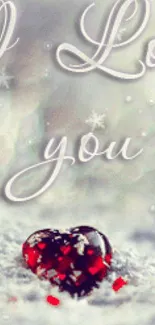 Romantic mobile wallpaper with heart and 'I Love You' message.