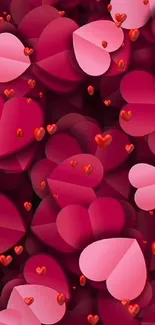 Romantic heart-themed wallpaper with shades of red and pink.