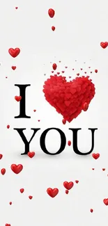 I Love You wallpaper with red heart on white background.