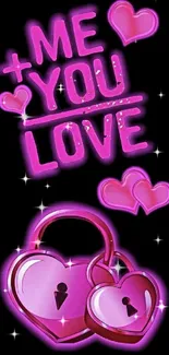 Romantic pink heart and love-themed mobile wallpaper.