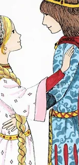 Illustrated prince and princess in medieval attire.