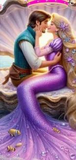 Romantic mermaid fantasy wallpaper with enchanting colors and a dreamy scene.