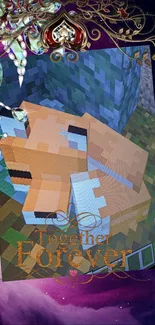 Romantic Minecraft foxes with decorative design.