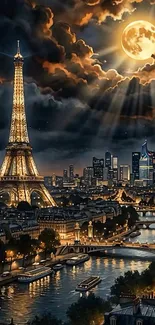 Artistic Paris night wallpaper with Eiffel Tower.