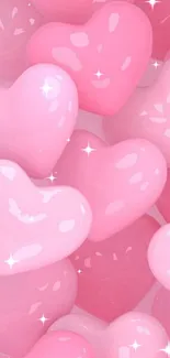 Pink hearts design mobile wallpaper.