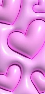 Embossed pink hearts wallpaper for mobile background.