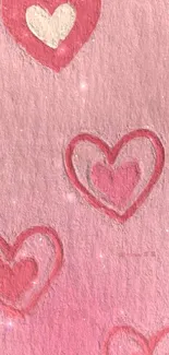 Romantic pink heart wallpaper design.