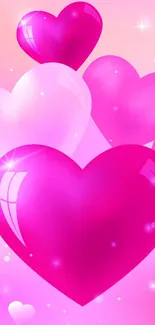 Vibrant pink hearts wallpaper with a sparkling, romantic theme.