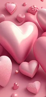 Pink hearts wallpaper with various sizes and shades for mobile.