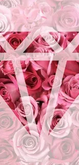 Pink roses with diamond pattern mobile wallpaper.