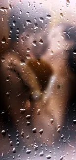 Romantic wallpaper with rain droplets on glass, creating a blurred warm ambiance.