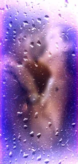 Romantic blurry mobile wallpaper with raindrops on a glass surface.