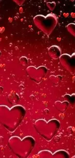 Red hearts wallpaper with vibrant background, perfect for romantic themes.