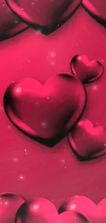 Vibrant red 3D heart wallpaper design.