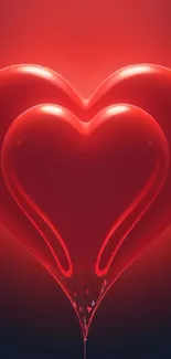 Red heart mobile wallpaper with a romantic glow.