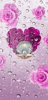 Heart-shaped rose design with pink and purple hues.