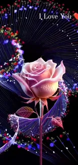 Romantic rose with heart mobile wallpaper.