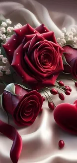 Detailed roses and silk wallpaper for mobile.
