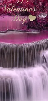 Romantic pink waterfall wallpaper for Valentine's Day.