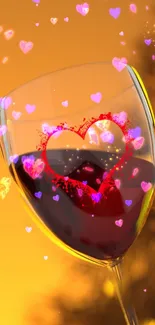 Romantic wine glasses and candlelight setting on a cozy evening.