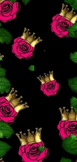 Roses with crowns on a black background.