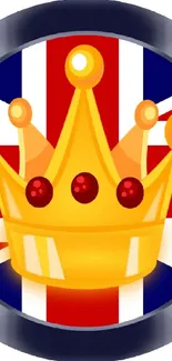 Golden crown on British flag mobile wallpaper.