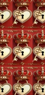 Heart lock and crown pattern wallpaper.