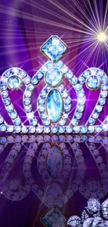 A sparkling jewel crown on a purple background.