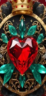 Ornate heart-shaped jewel with crown.