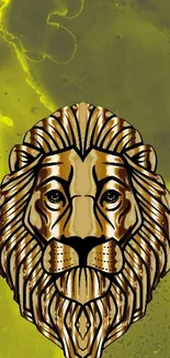 Regal lion art with abstract green background wallpaper