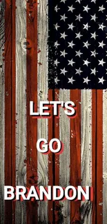 Vintage American flag with 'Let's Go Brandon' text.