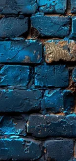 Blue textured brick wall wallpaper, rustic design.