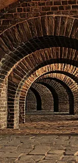 Rustic brick arches create a vintage, textured look for mobile wallpaper.