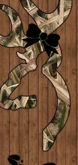 Rustic deer antlers with wooden background.