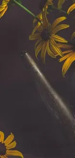 Yellow flowers in a rustic metal can.