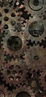 Mobile wallpaper with rustic metal gears pattern.
