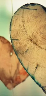 Rustic wallpaper with wooden heart shapes.