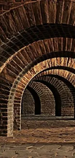 Rustic stone archway with brick detail in warm brown hues.