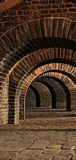 Rustic stone archway with brick details and warm tones.