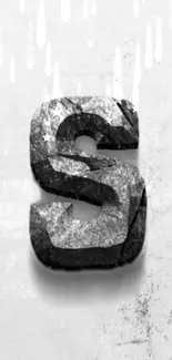 Rugged stone letter S on textured background.