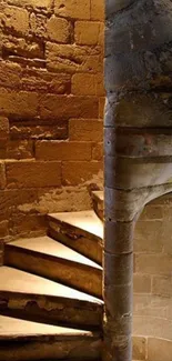 A rustic stone spiral staircase in a historic building.