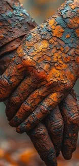 Close-up of rustic textured hands art wallpaper.