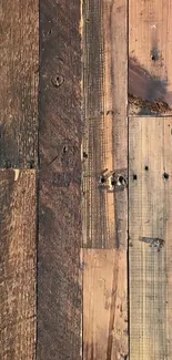 Rustic wood plank wallpaper with natural brown textures and patterns.