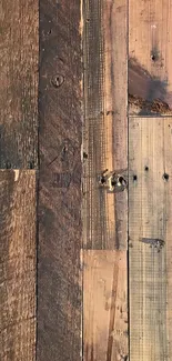 Rustic wooden plank wallpaper with rich textures and warm brown tones.