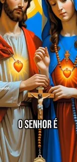 Religious Sacred Heart wallpaper with vibrant colors.