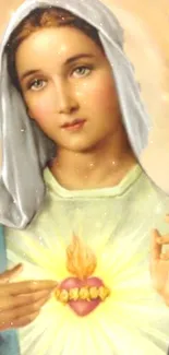 Sacred Heart of Mary religious artwork with serene colors.