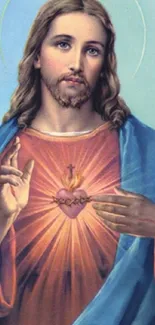 Sacred Heart of Jesus mobile wallpaper design.